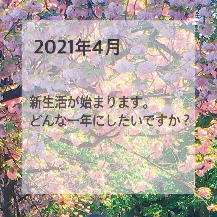 上野公園の桜と文字（新生活が始まります。どんな一年にしたいですか？）