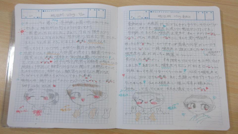 夏休みの思い出をきれいに絵と文章でまとめたみらいノート