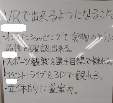 VRで実用可能になると生徒が予想したものの一覧