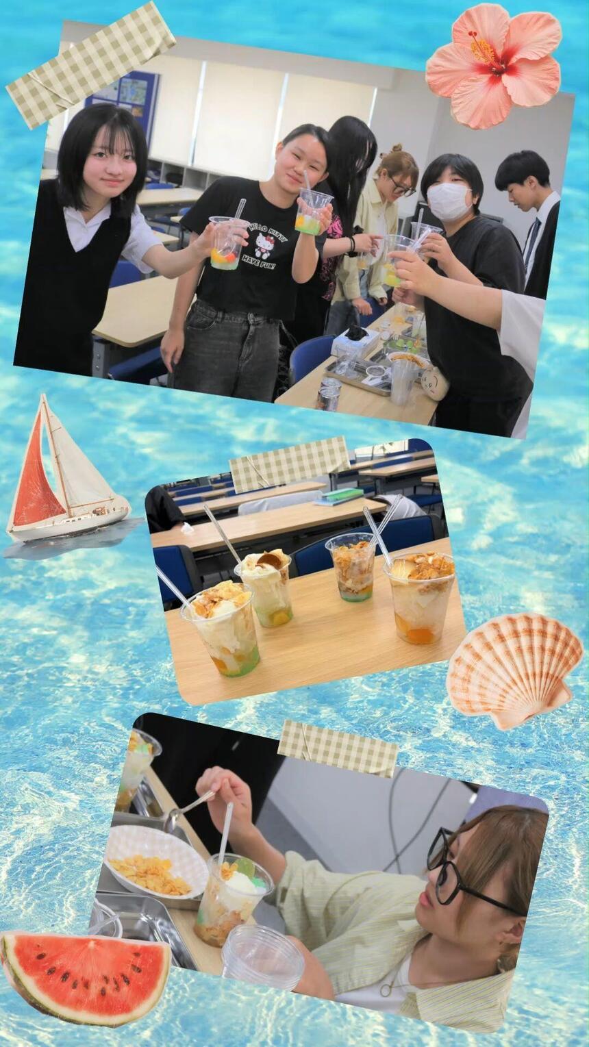 教室でハロハロを食べる生徒