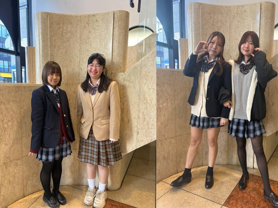 4名の生徒に普段の制服の着こなしを見せてもらいました