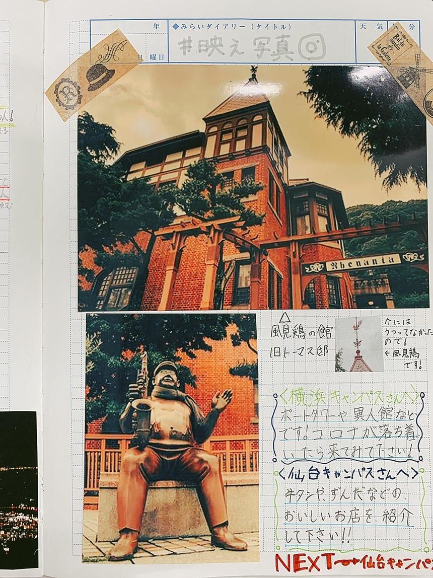 旅するみらいノートに貼った神戸北野異人館の写真
