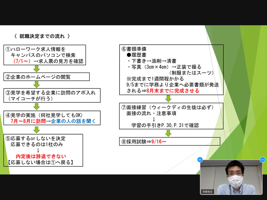 2・3年次生対象の保護者会