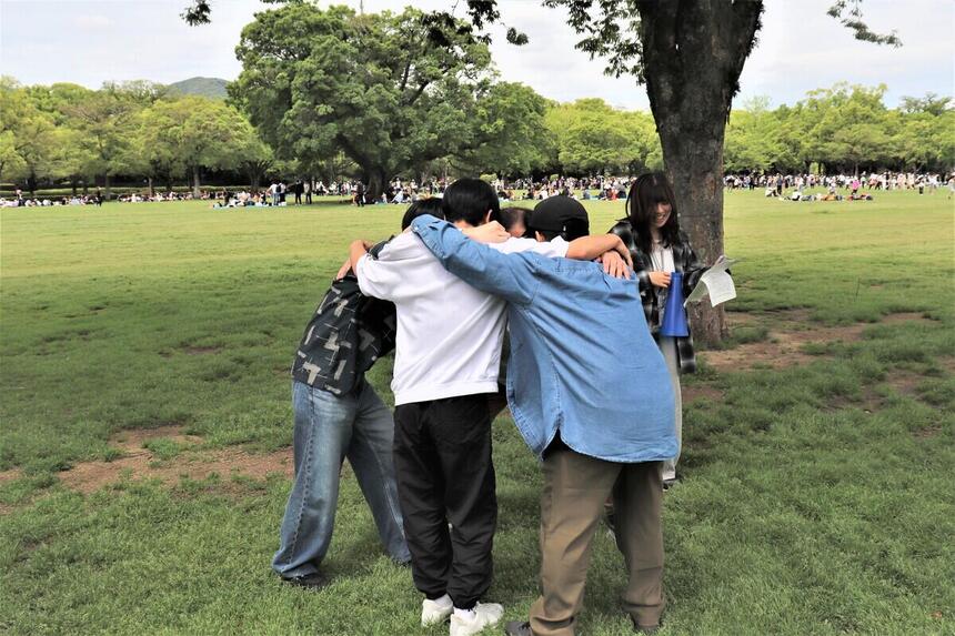 おおぞら高校熊本キャンパス　1年次生歓迎遠足の中のレクリエーションタイム。