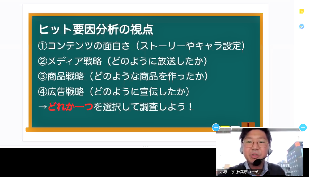 マーケティングの授業を配信しています