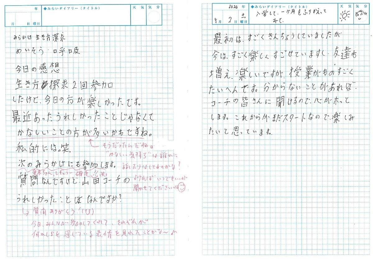 生徒のみらいノート