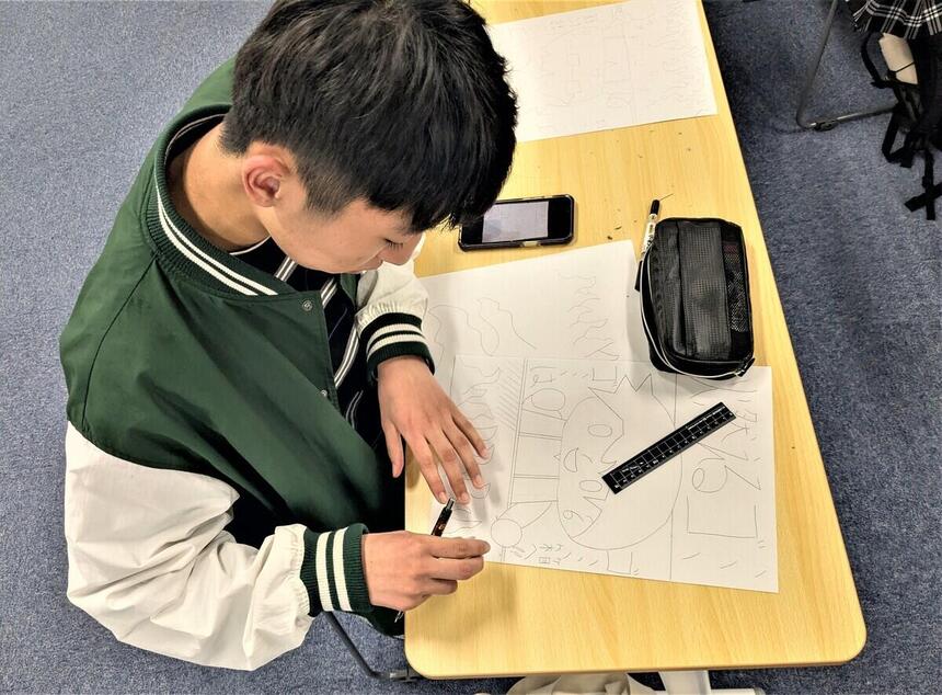 ポップ作成を頑張ってる生徒