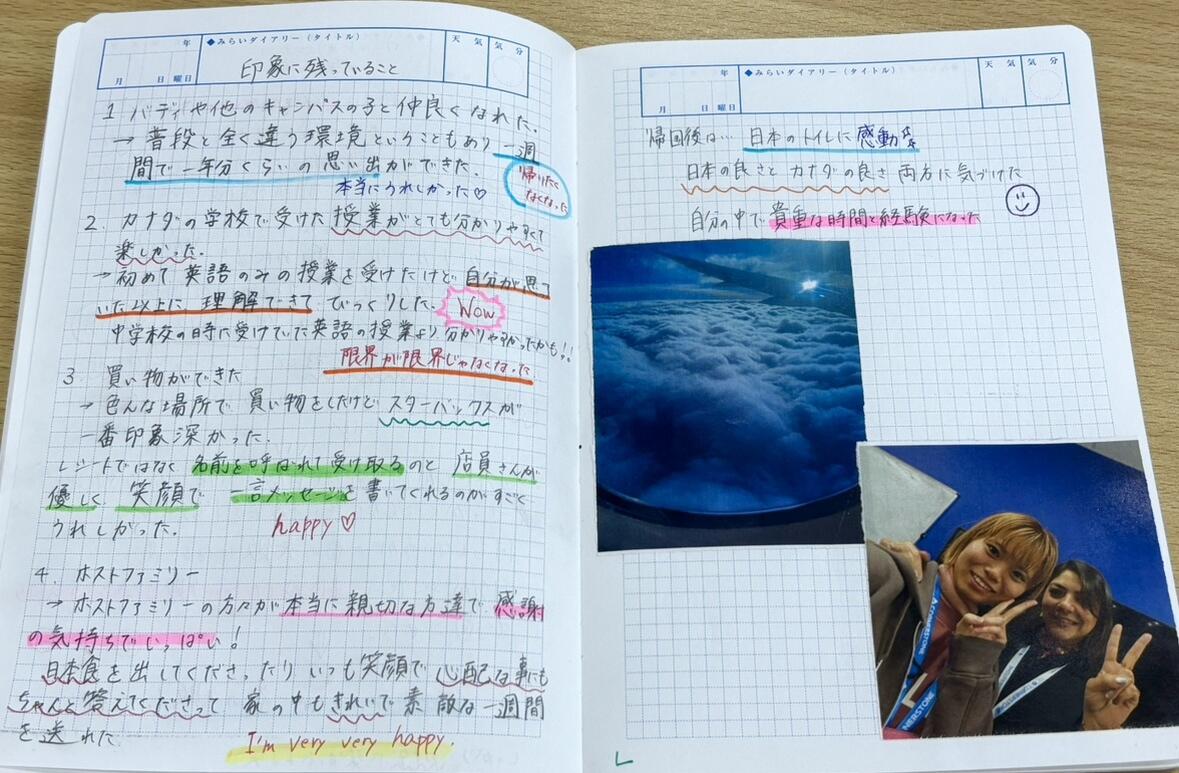 海外留学を振り返って書いたみらいノート®