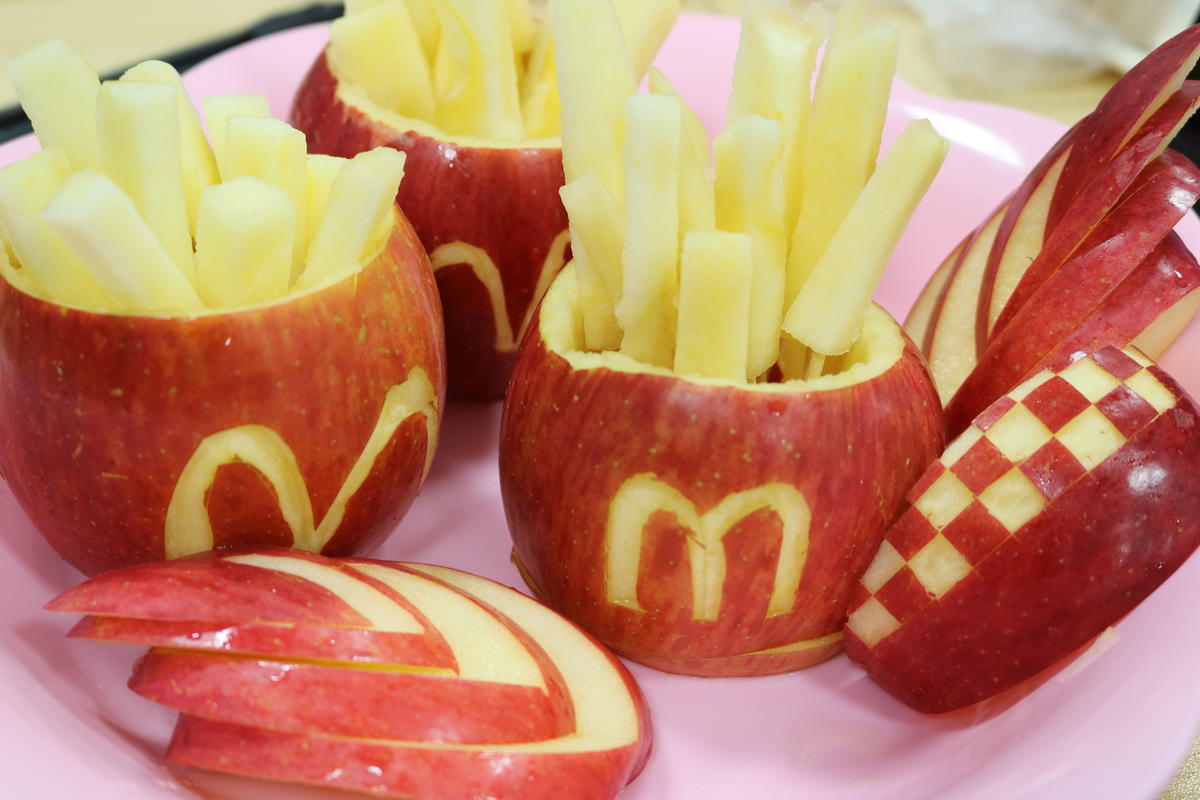 かわいいりんごのポテトが完成です