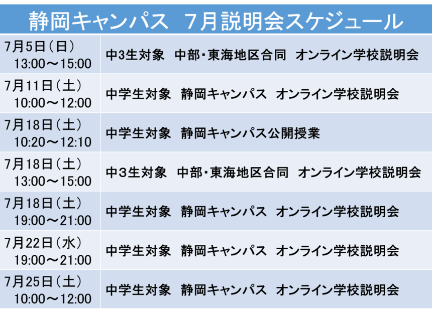 ７月学校説明会