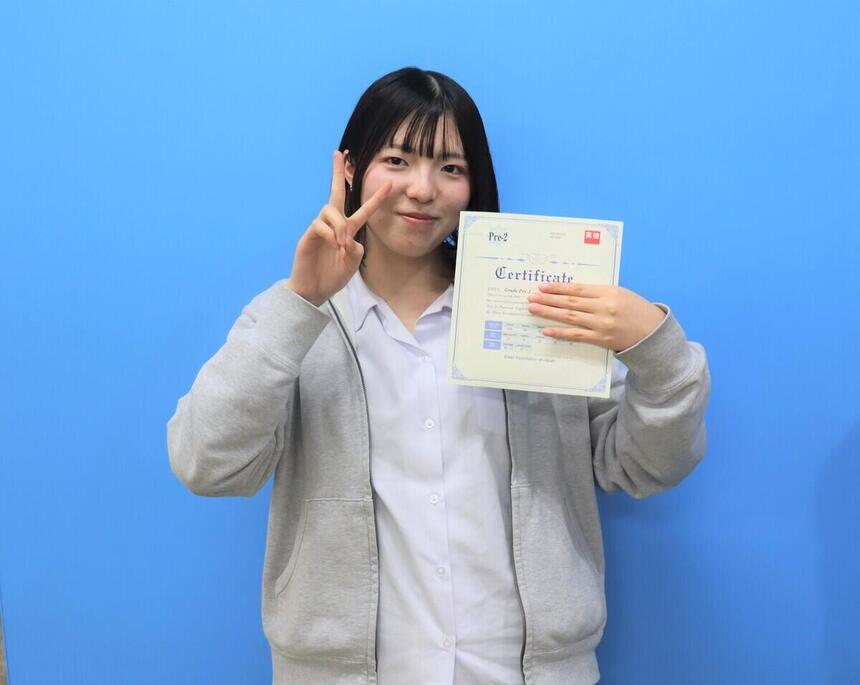 英検準2級合格の先輩（高崎キャンパス）