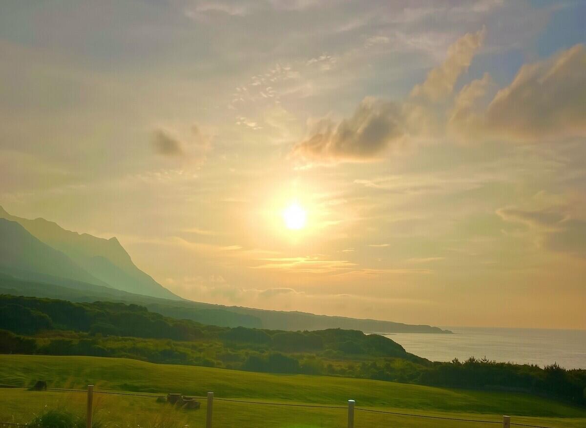 校庭から見える夕焼け