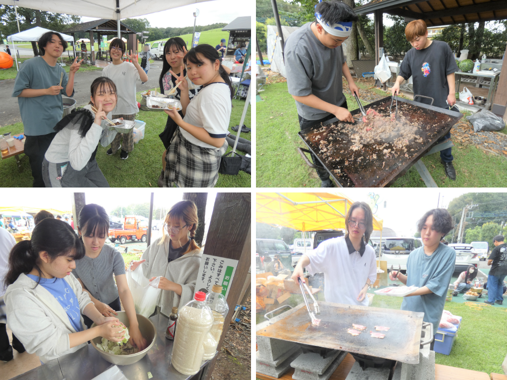 三王山ふれあい公園にて、つながり隊の生徒が子ども食堂ボランティア「バーベキュー大会」に参加し、地域の方や子どもとの交流をしました