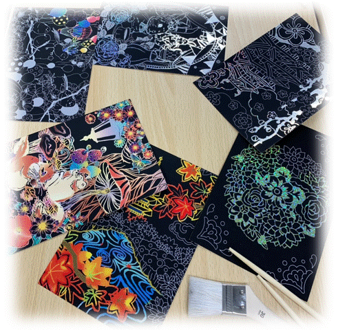 みらいの架け橋レッスン®】黒い板を削ってカラフルなイラストを書き