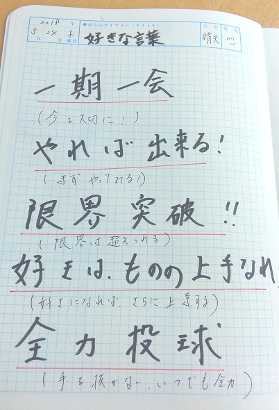 横井コーチの好きな言葉集 ちょっと見せて Ktcみらいノート Ktcみらいノート Ktcの魅力 通信制高校ならktcおおぞら高等学院