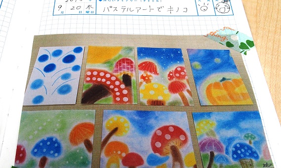 キャンバスアート【きのこにゃん】オイルパステル画 キャンバスアート【きのこにゃん】オイルパステル画 キャンバスアート